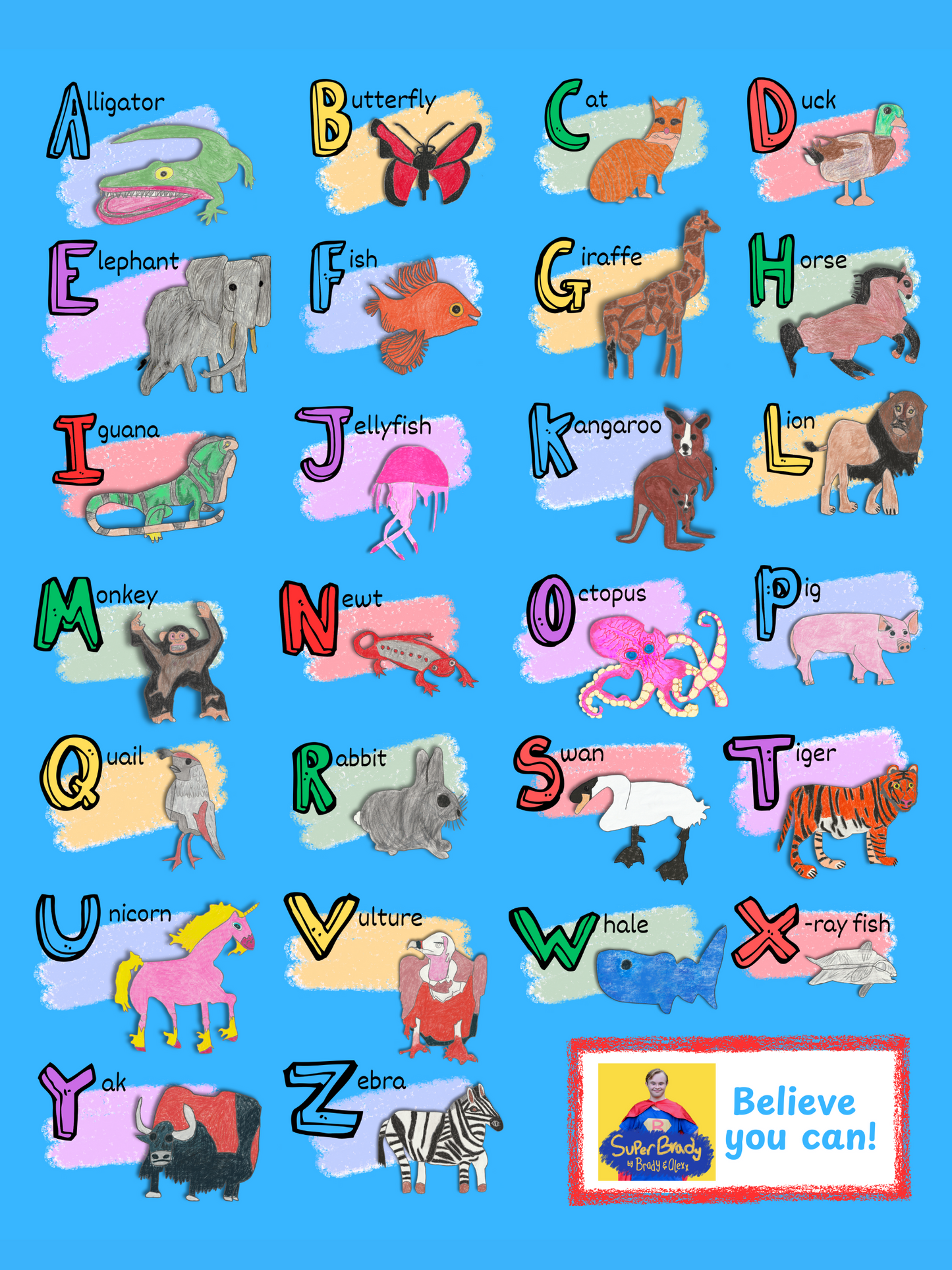 Animal Art Alphabet Poster