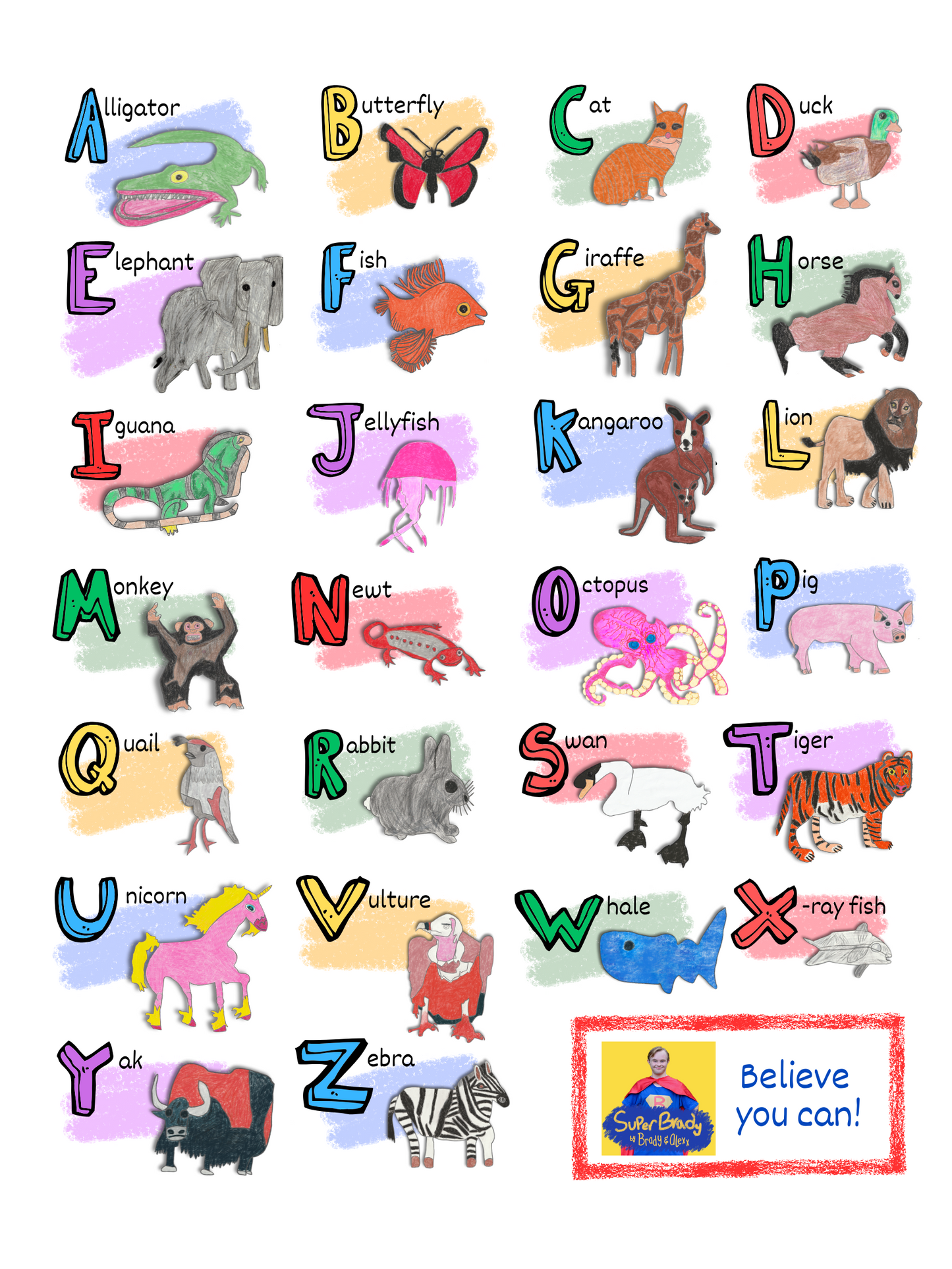 Animal Art Alphabet Poster